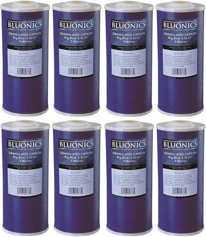 BLUONICS Carbon Replacement Water Filters 8pcs GAC Granulated 4.5" x 10" by BLUONICS