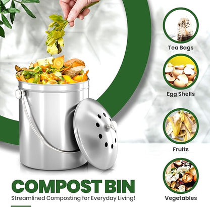 Utopia Kitchen Indoor Compost Bin Kitchen, Odorless Composting - Image 3