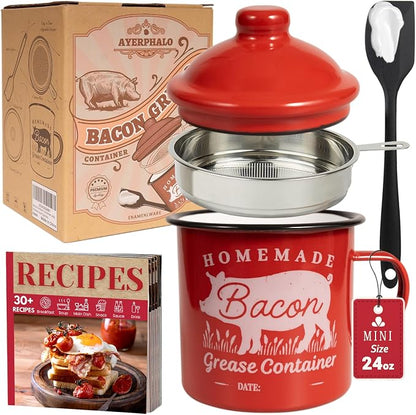 Bacon Grease Container with Strainer by Ayerphalo