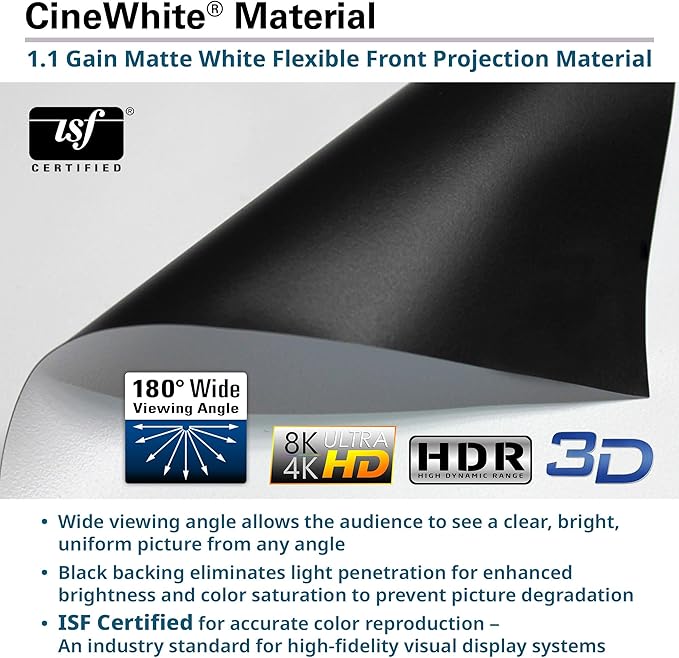 Elite Screens Kestrel Tab-Tension 3 CineWhite, 122 inch 16:9 Aspect Ratio, ISF Certified, Electric Floor-Rising Motorized Tab-Tensioned Front Projector Screen, Programmed Remote Kit, FTE122H3