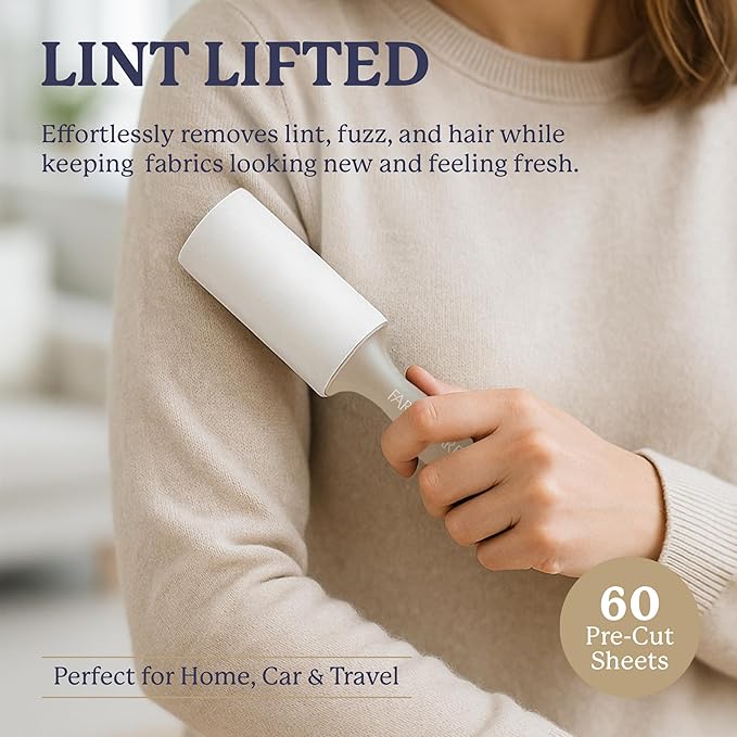 Farberware Large Lint Remover & Fabric Shaver Set – Battery Powered Sweater Shaver with Triple Blades and Extra Sticky Roller for Pet Hair, Fuzz & Pilling on Clothes & Furniture