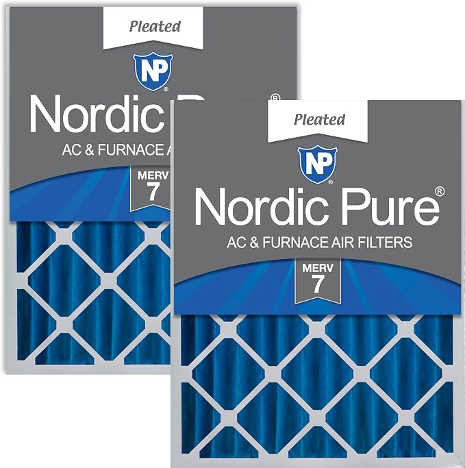 Nordic Pure 20x25x4 Pleated MERV 7 Air Filters 2 Pack by NordicPure