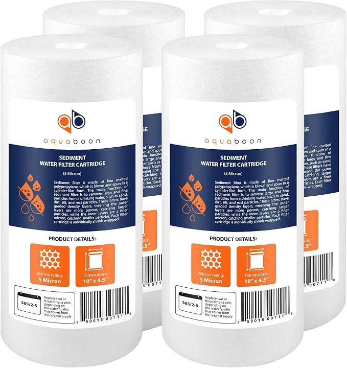 Aquaboon 5 Micron 10 x 4.5 Well Water Sediment Filter Replacement Whole House by Aquaboon