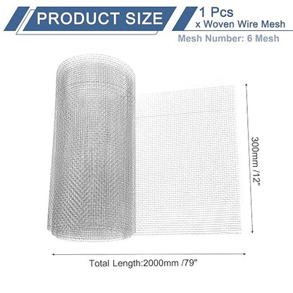 uxcell 6 Mesh 79" x 12" Woven Wire Mesh, 304 Stainless Steel Air Vent Filter - Image 2