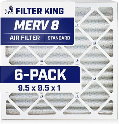 Filter King 9.5x9.5x1 Air Filter | 6-PACK | MERV 8 HVAC Pleated A/C Furnace by FilterKing