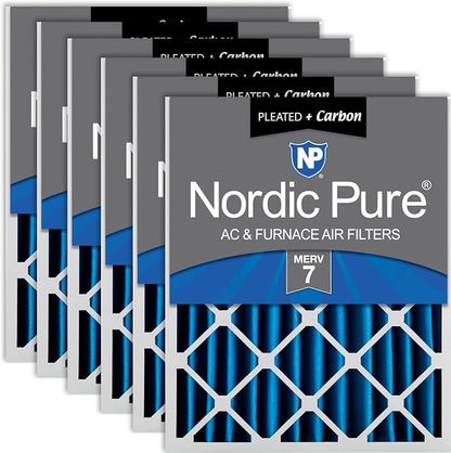 Nordic Pure 20x20x4 Pleated Air Filters MERV 7 Plus Carbon 6 Pack by NordicPure
