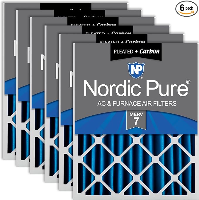 Nordic Pure 18x24x4 Pleated Air Filters MERV 7 Plus Carbon 6 Pack by NordicPure