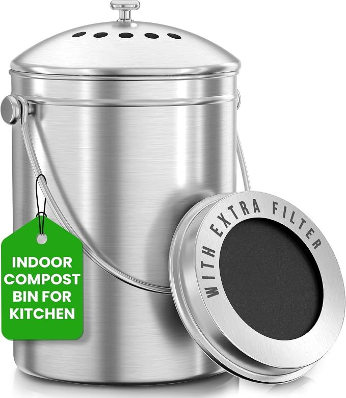 Utopia Kitchen Compost Bin for Kitchen Countertop, 1 Gallon Compost Bucket for by UTOPIAKITCHEN