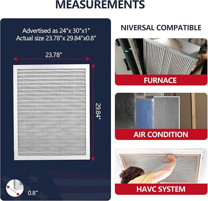 MERV 8 24x30x1 Lifetime Air Filter, Washable Electrostatic Aluminum AC/HVAC - Image 4
