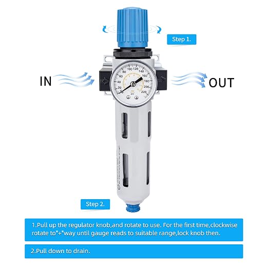NANPU 3/8" NPT High Pressure Compressed Air Filter Regulator Water/Oil Trap - Image 4