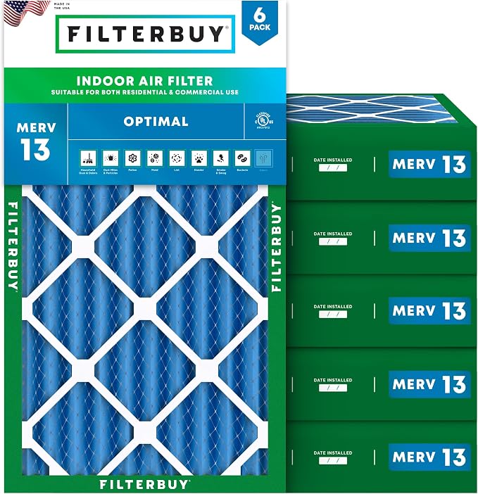 Filterbuy 16x24x4 Air Filter MERV 13 Optimal Smoke & Allergy Defense, by Filterbuy