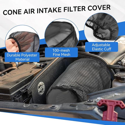 Meonum 2 Pack Cone Air Intake Filter Cover, Universal Cold Air Filter Sock - Image 3