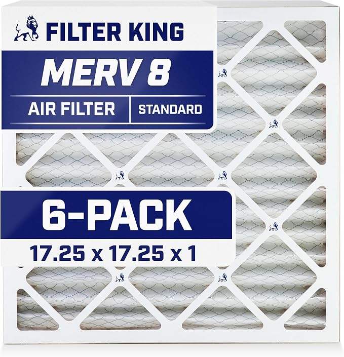 Filter King 17.25x17.25x1 Air Filter | 6-PACK | MERV 8 HVAC Pleated A/C Furnace by FilterKing