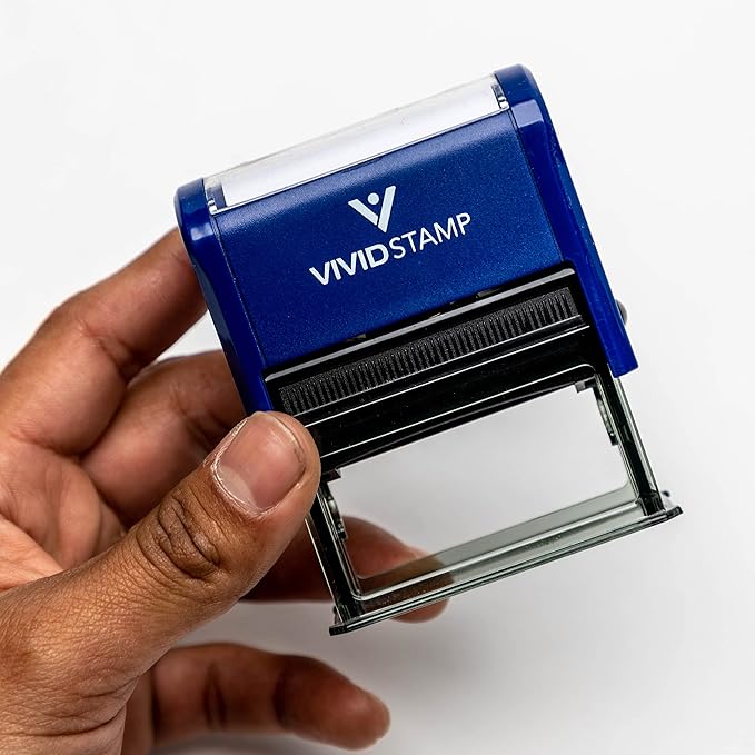 Basic Closed Self Inking Rubber Stamp (Blue Ink) - Large