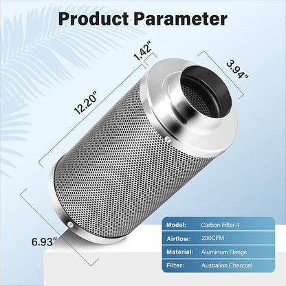 iPower 4'' Air Carbon Australia Virgin Charcoal, Pre-Filter Included Reversible - Image 5