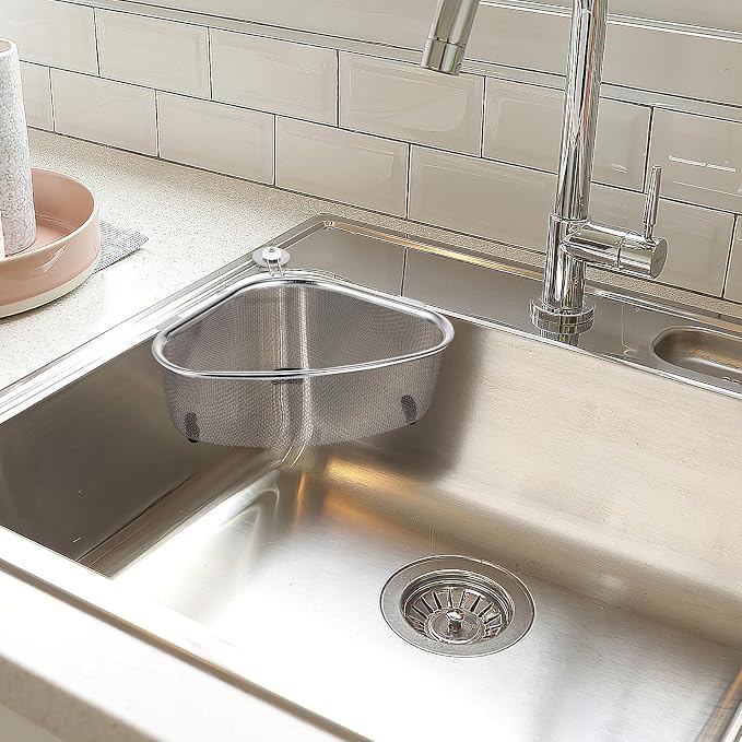 Hemoton Triangle Corner Sink Strainer Basket 8.46X6.10X2.95In Kitchen Drain - Image 9