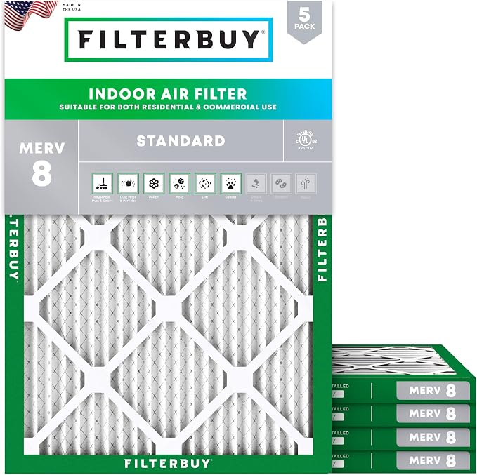 Filterbuy 17x22x1 Air Filter MERV 8 Essential Dust & Allergy Defense, by Filterbuy