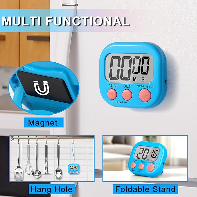 ZILLEEN Classroom Timer for Kids Teachers 4 Pack Digital Timers, Blue & White