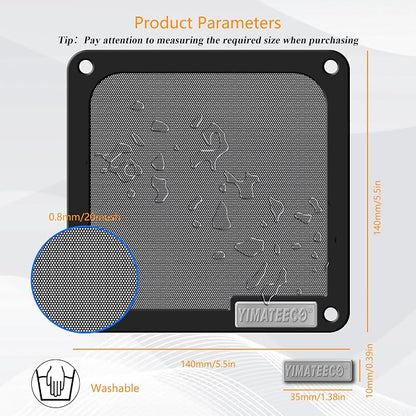 140mm PC Dust Filter for Computer Cooler Fan/PSU/Routers PVC 50 Mesh, Magnetic - Image 2