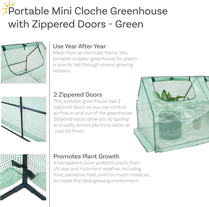 Sunnydaze Outdoor Portable Mini Cloche Greenhouse - Image 2