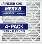 Filter King 11.25x11.25x0.5 Air Filter | 4-PACK | MERV 8 HVAC Pleated A/C by FilterKing