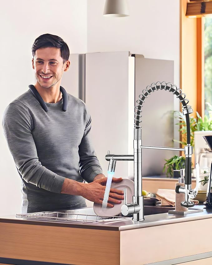 Fapully Kitchen Faucet with Pull Down Sprayer, Commercial Single Handle Kitchen - Image 6
