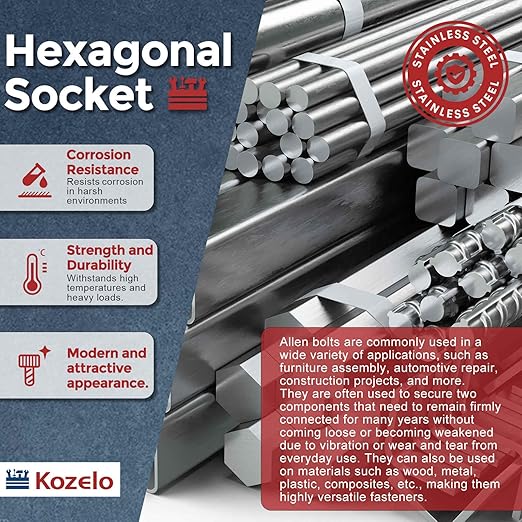 Kozelo 25pcs Socket Head Cap Screws - [M4-0.7 x 35mm] 304 Stainless Steel Allen Socket Drive for Electrical Motor 3D Printing Fan Engine Replacement Use, Silver