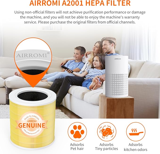 AIRROMI A2001 HEPA Air Purifier Replacement: Original 3-in-1 Filter, Removes - Image 3
