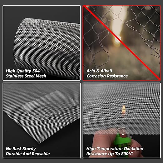 2 Pack 14"x11" Wire Mesh, 5 Mesh Crimped Stainless Steel Mesh, Never Rust - Image 4