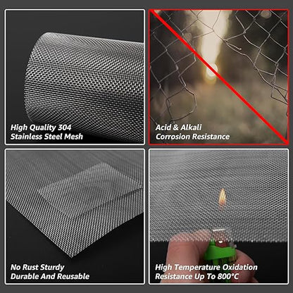 2 Pack 12"x24" Wire Mesh, 5 Mesh Crimped Stainless Steel Mesh, Never Rust - Image 4