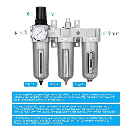 NANPU 1/2" NPT Industrial Grade 3 Stage Air Drying System - Image 4