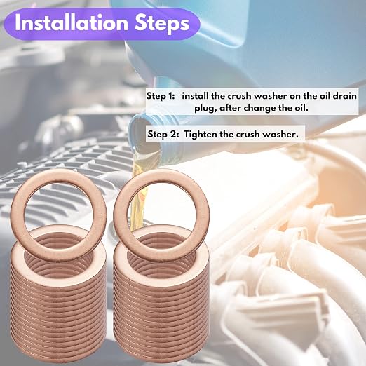 25PCS Copper Oil Drain Plug Gasket Replacement - Image 5