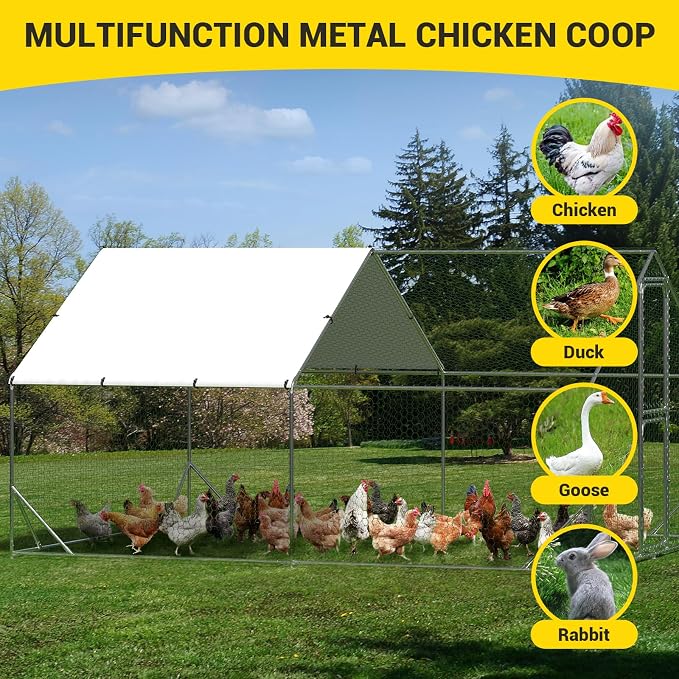 9.8X13.1x6.6FT, Large Walk in Chicken Run Pen Cage, Metal Coop Clearance - Image 5