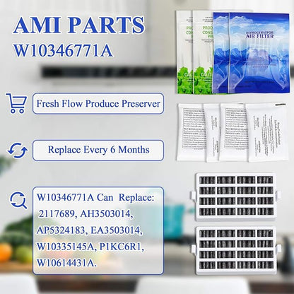 AMI PARTS W10311524 AIR1 Fresh Flow Air Filter & W10346771A Produce Preserver - Image 2