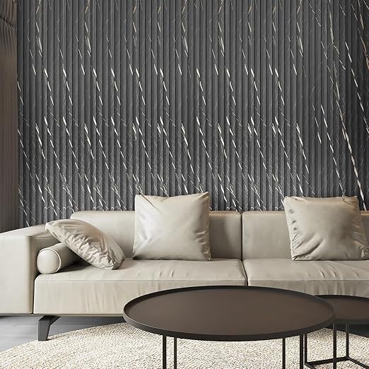Art3d 8-Pack WPC Slat Panel for Interior Decor, Decorative Fluted Accent Wall Covering for Living Room Bedroom TV Background Office, 96 x 6 Inch - Granite