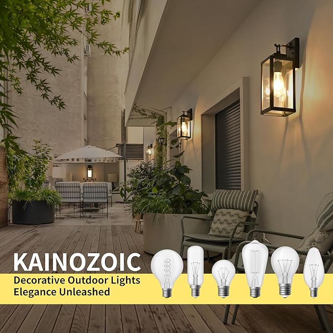 Kainozoic Motion Sensor Dawn to Dusk Outdoor Sensor Light Fixture Anti-Rust Exterior Wall Lighting Waterproof Outdoor Wall Lantern for Porch Patio Front Door Garage - 2 Pack