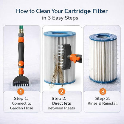 Concy Pool & Spa Cartridge Filter Cleaner – 7-Jet Comb Cleaning Wand - Image 6