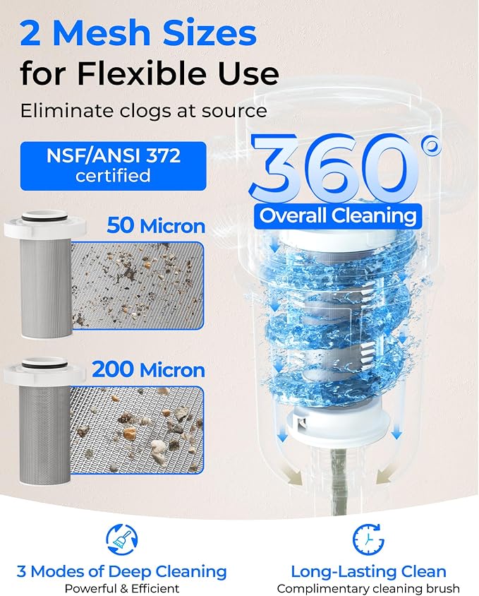 Waterdrop Spin Down Sediment Filter, 50/200 Micron Reusable Whole House Water - Image 2