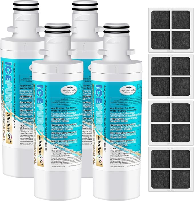 ICEPURE Alkaline LT1000PC Refrigerator Water Filter and Air Filter Replacement by ICEPURE