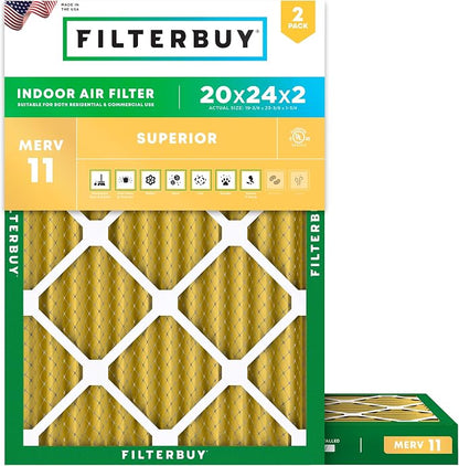 Filterbuy 20x24x2 Air Filter MERV 11 Superior Pet & Allergy Defense, by Filterbuy