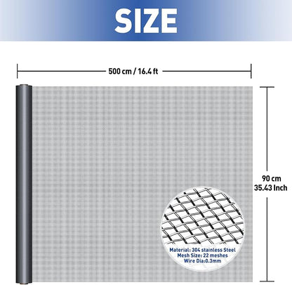 MAGZO 304 Stainless Steel Mesh Screen Roll 35in x 16ft - Image 2