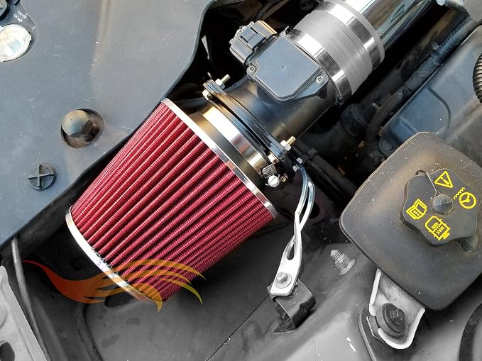 RED 3.5" 89 mm Inlet Narrow Air Cone Replacement Performance Washable Clamp-On - Image 4