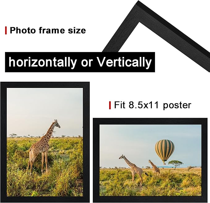 TKYGU 8.5x11 Picture Frame Black Set of 3, Certificate Frame Poster and Photo frame, Horizontal and Vertical Formats for Wall or Tabletop, 8.5x11 Frame with Shatter Resistant Plexiglass, best gift