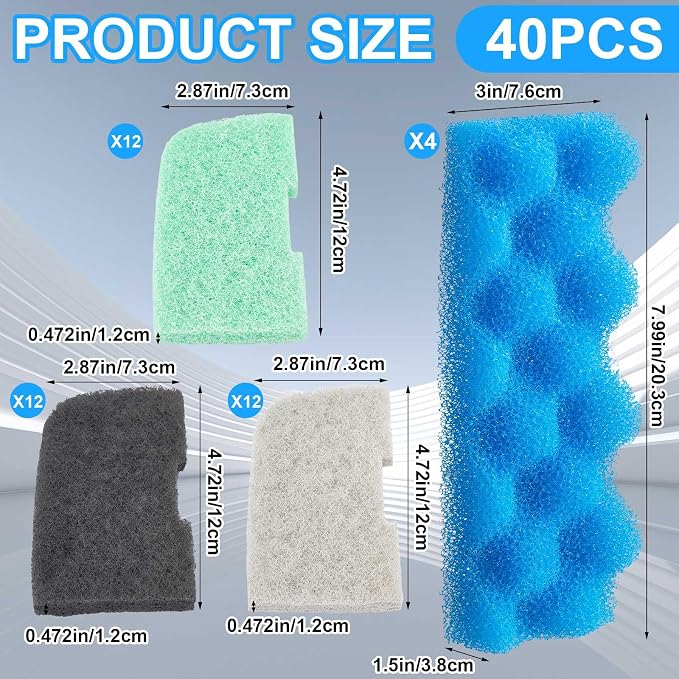 40 Pcs Replacement Filter Media Kit Compatible - Image 2