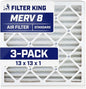 Filter King 13x13x1 Air Filter | 3-PACK | MERV 8 HVAC Pleated A/C Furnace by FilterKing