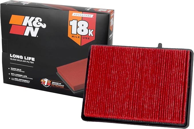 K&N Engine Air Filter: Long Life 18, 000 Mile Replacement Air Filter: Compatible by KNEngineeringInc