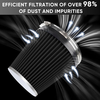 6" 152mm Cold Air Intake Filter Clamp-On Replacement High Flow Inlet Air Filter - Image 4