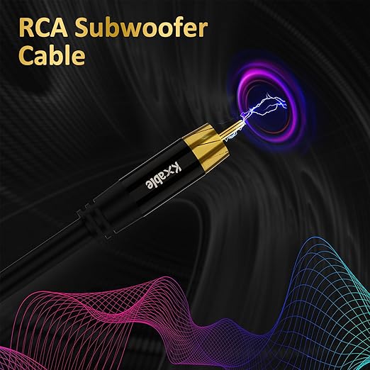 Subwoofer Cable RCA to RCA Audio Cable 10FT, Digital Coaxial Audio Cable, Premium S/PDIF RCA Cord for Home Theater, HDTV, Subwoofer, Hi-Fi System, Amplifier, 22AWG Tinned Copper, Double Shielded
