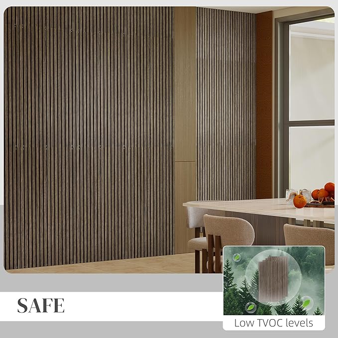HOMCOM 4 Pack 3D Acoustic Panels, 47" x 24" Soundproof Wood Panels for Wall, Wood Slat Wall Paneling for Interior Ceiling, Office, Home Theater, Studio, Walnut