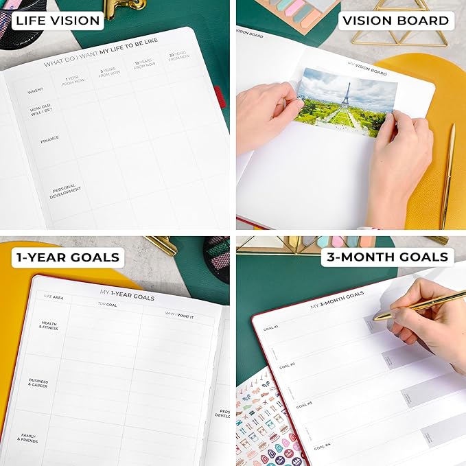 Clever Fox Planner Pro Premium – Luxurious Weekly & Monthly Planner with Budget Organizer for Productivity & Goals, Undated, A4 (Red)